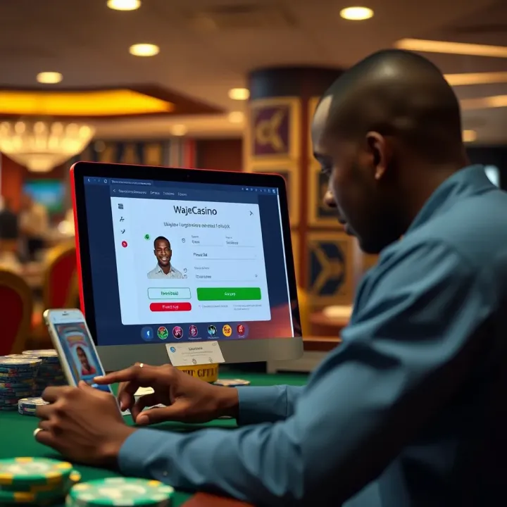 User navigating WajeCasino website account settings to initiate deletion