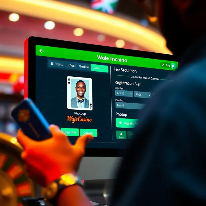User interface displaying registration form on WajeCasino platform