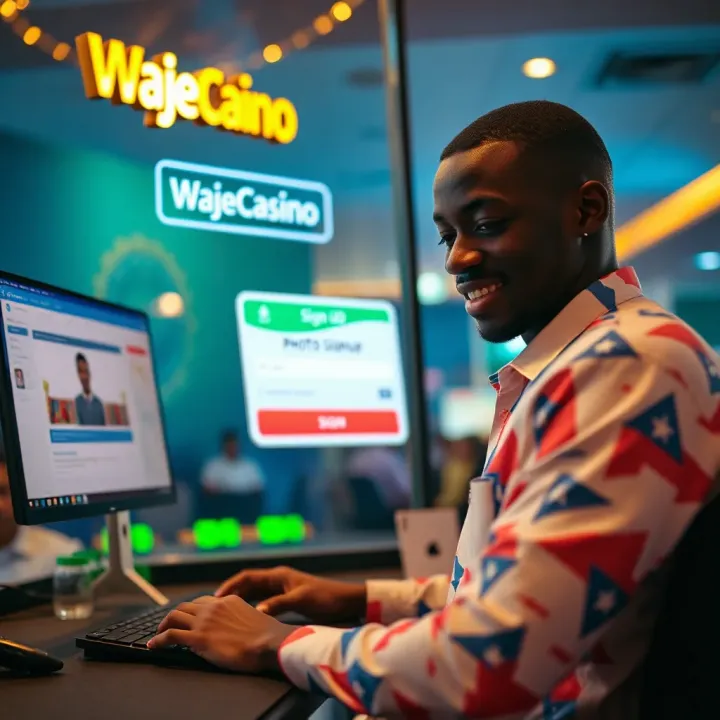 User-friendly sign-up screen on Wajecasino mobile site showing registration fields