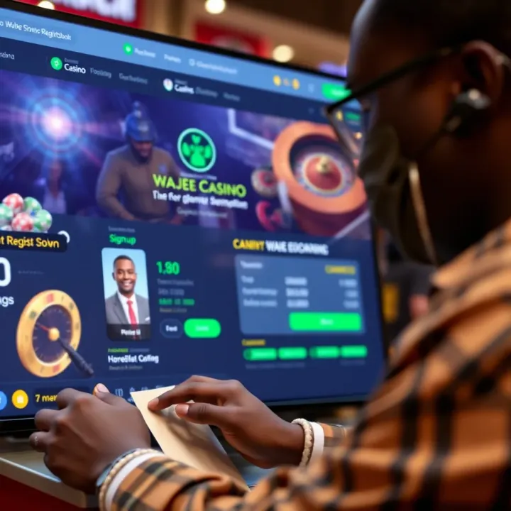 Illustration of a Nigerian shop owner registering a business online on a digital device