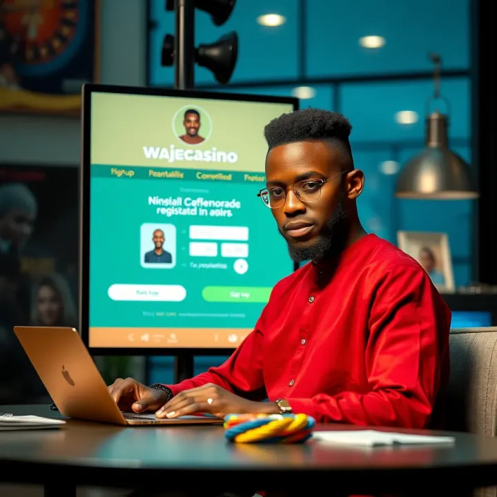 WajeCasino Account Registration Interface for Nigerian Players User interface displaying WajeCasino registration form on a computer screen