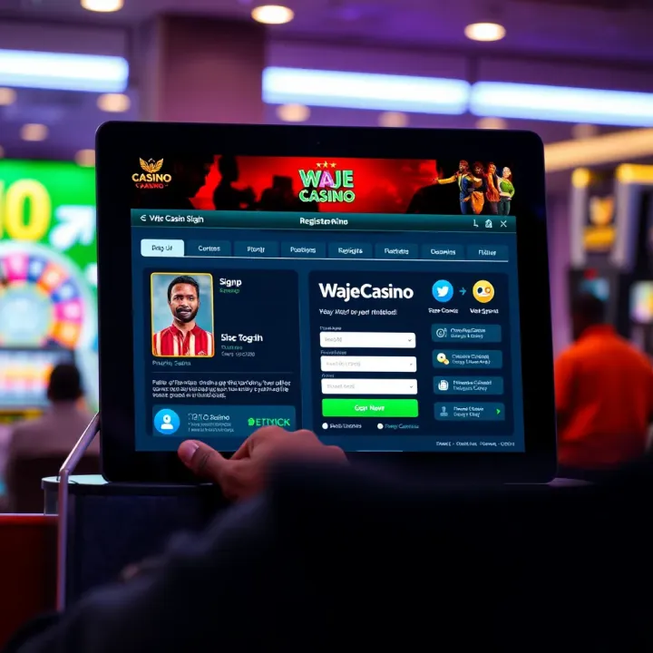 Secure login screen of Wajecasino NG app on smartphone showing encryption icons