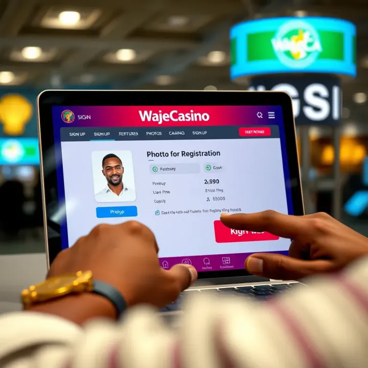 WajeCasino Account Registration Interface for Nigerian Users User interface showing a registration form for WajeCasino with fields for personal information and account details