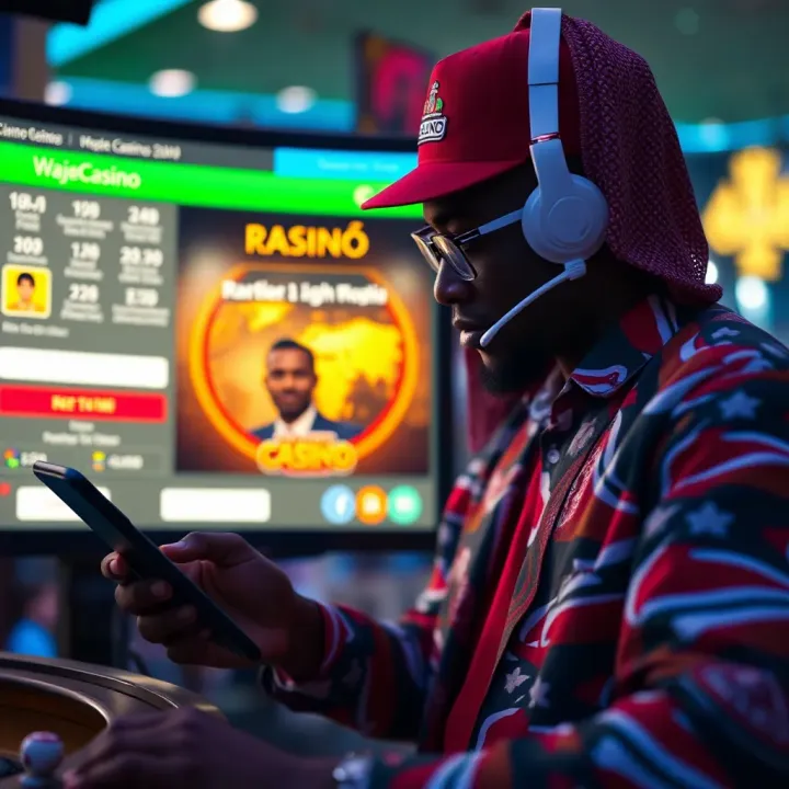 Mobile phone displaying Wajecasino shop interface for Nigerian users